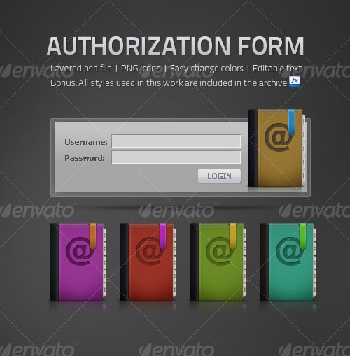Authorization Form, Web Elements | GraphicRiver