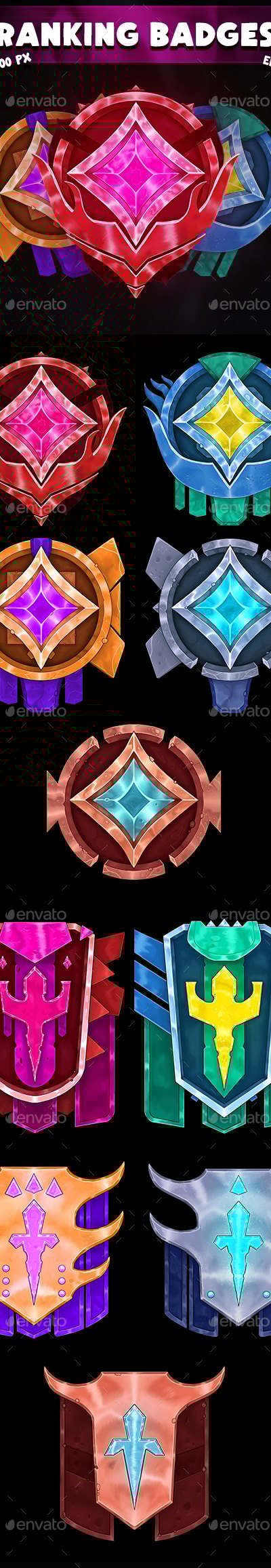 Ranking Badges 02, Game Assets | GraphicRiver