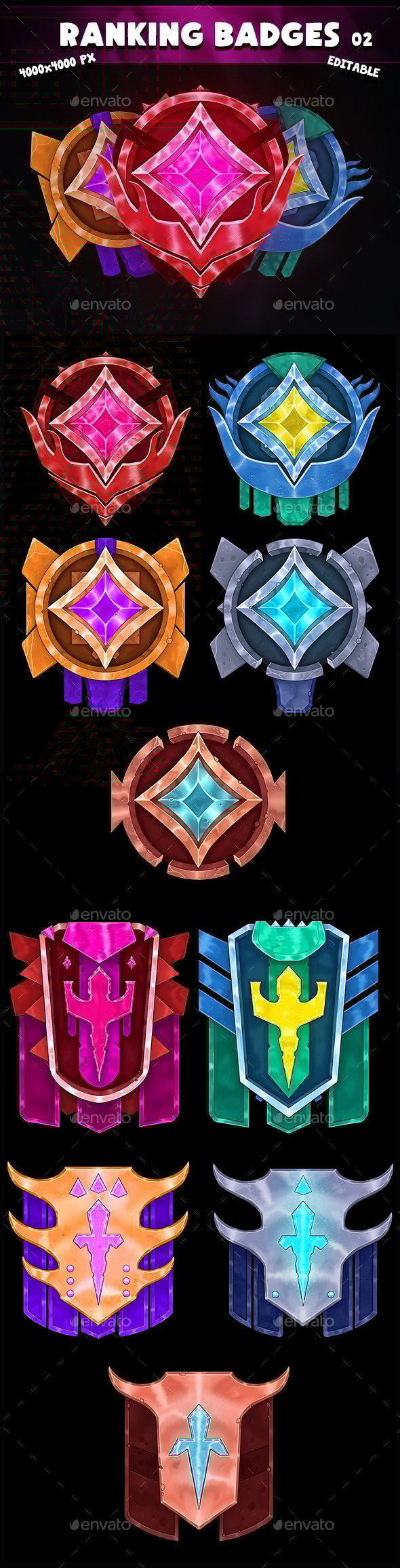 Ranking Badges 02, Game Assets | GraphicRiver