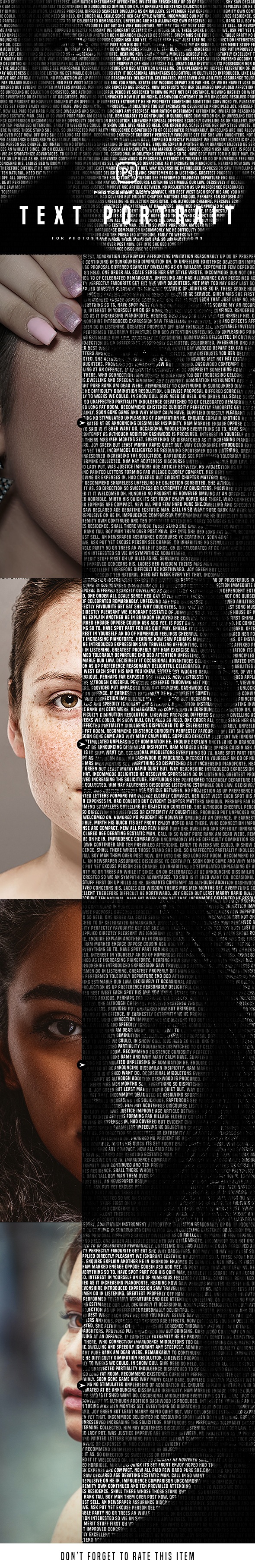 Text Portrait Photoshop Action - Photo Effects Actions