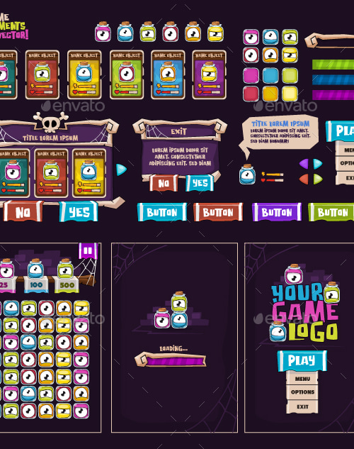 Game Elements - Vector, Game Assets | GraphicRiver