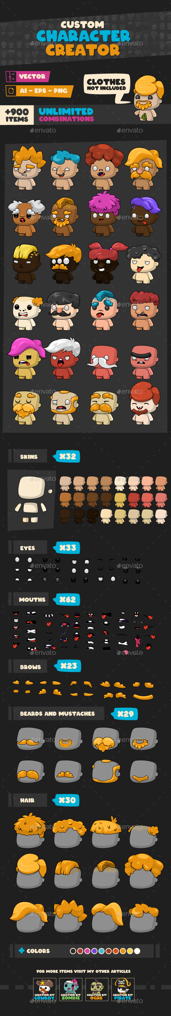 Creation Kit - Character Elements, Vectors | GraphicRiver