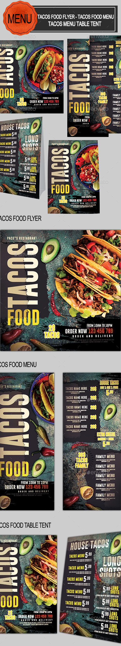 Tacos Food Menu Bundle, Print Templates | GraphicRiver
