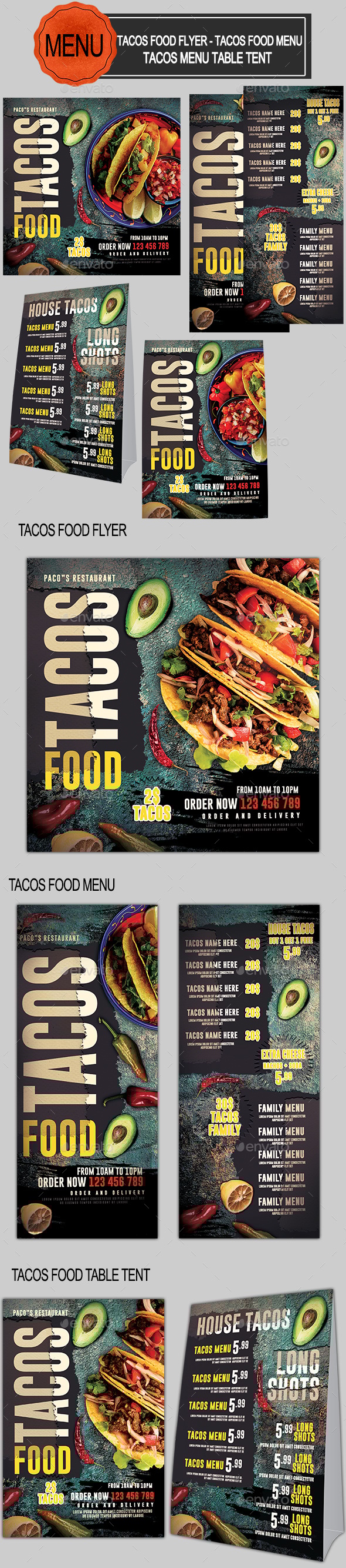 Tacos Food Menu Bundle, Print Templates | GraphicRiver