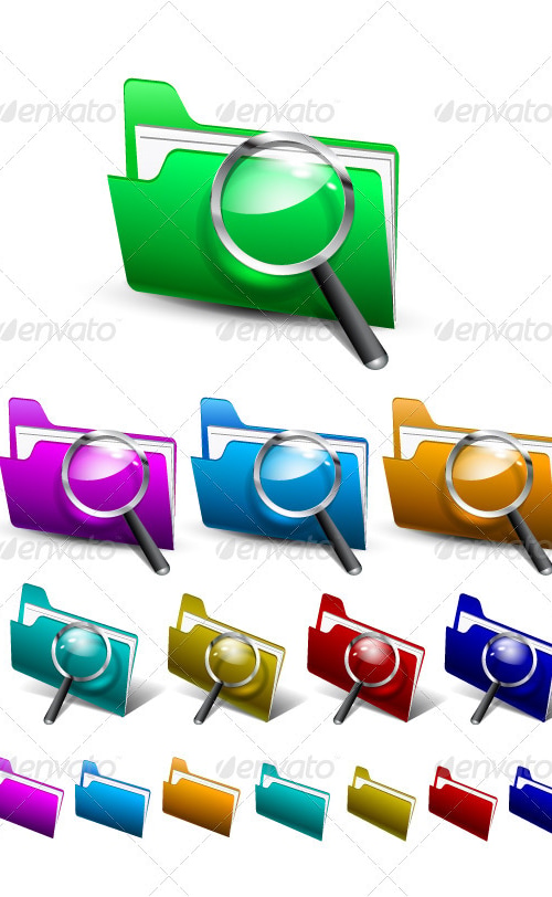 Vector Search Folder Icons, Vectors | GraphicRiver