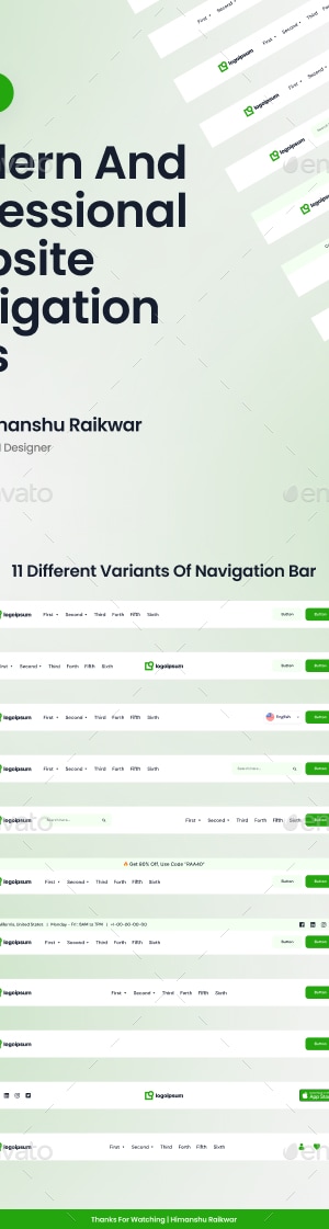 Modern And Professional Website Navigation Bars, Web Elements ...