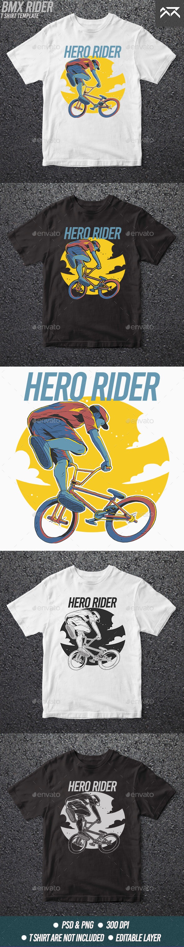 Hero Rider T Shirt Design Template, T-Shirts | GraphicRiver