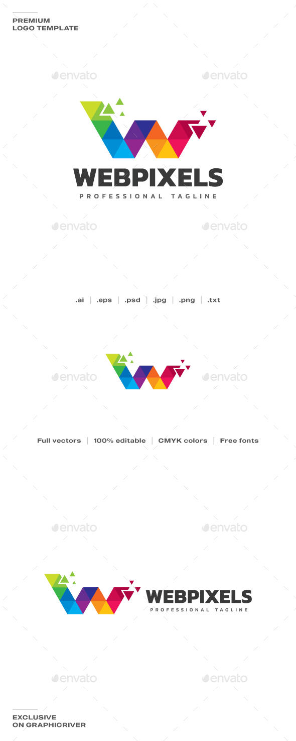Letter W - Web Pixels Logo, Logo Templates | GraphicRiver