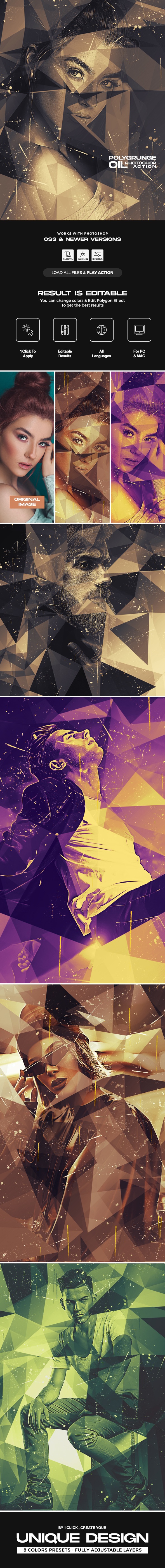 PolyGrunge Oil Photoshop Action - Photo Effects Actions