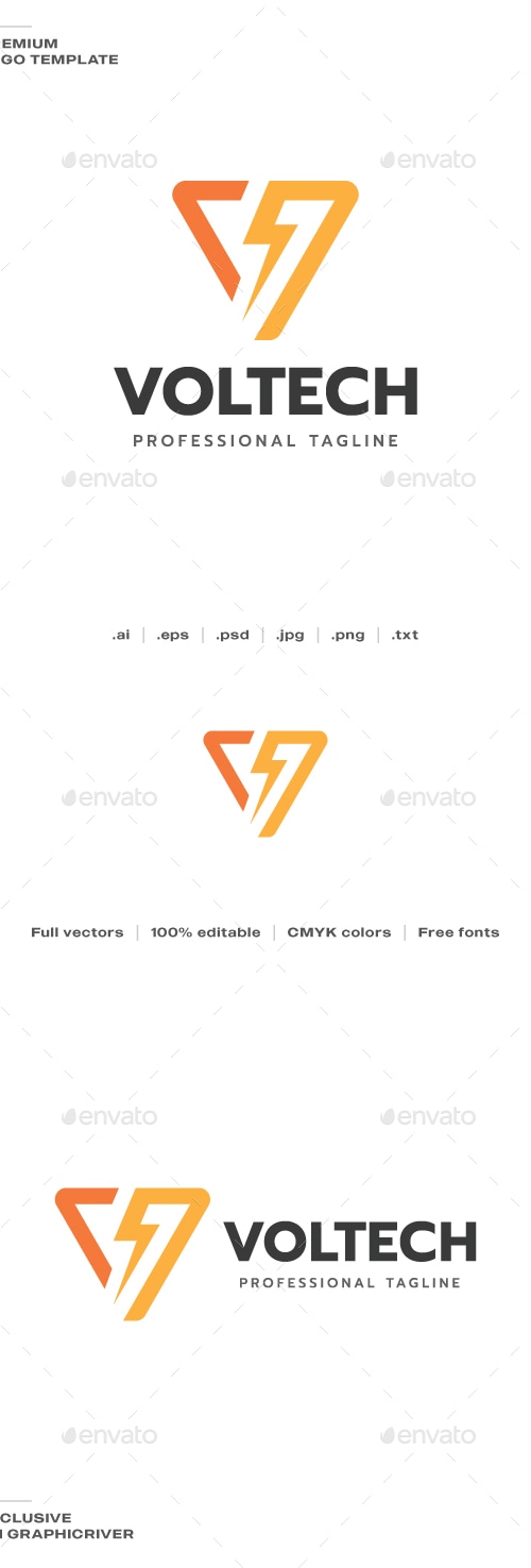 Volt Tech Logo, Logo Templates | GraphicRiver