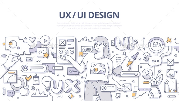UX UI Design Doodle Banner, Vectors | GraphicRiver