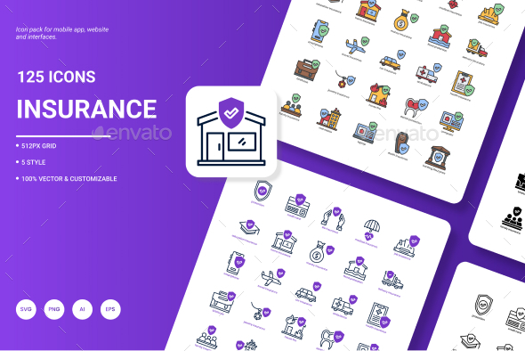 Insurance Icon Pack, Icons | GraphicRiver