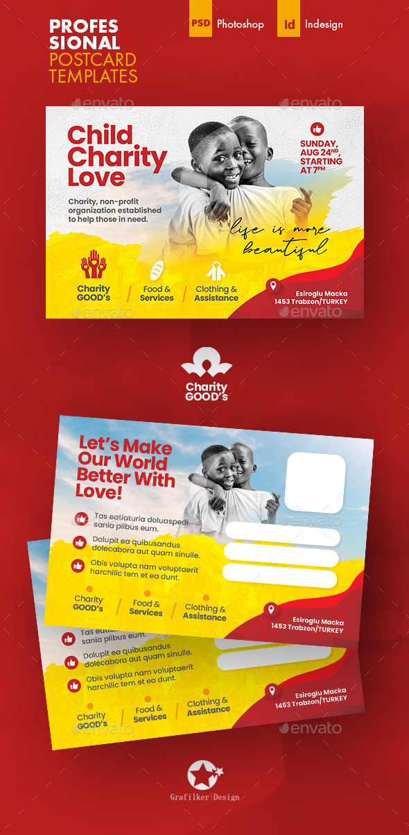 Charity Postcard Templates, Print Templates | GraphicRiver