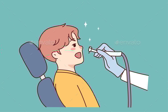 Dentist Cure Child Teeth in Hospital, Vectors | GraphicRiver