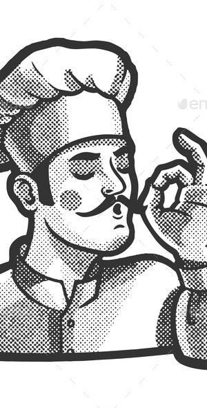 Bellissimo Gesture Chef Cook Sketch Vector, Vectors | GraphicRiver