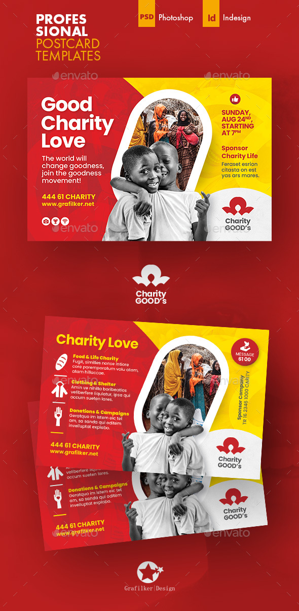 Charity Postcard Templates, Print Templates | GraphicRiver