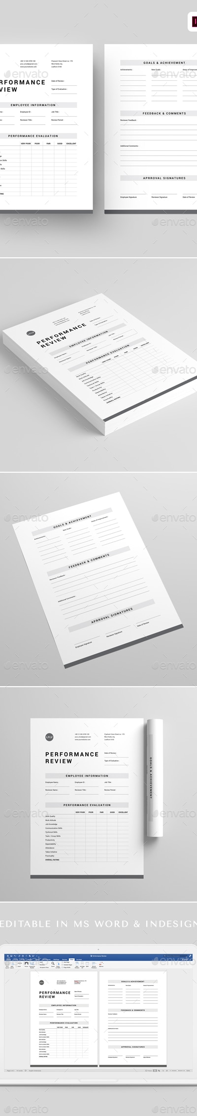 Performance Review | MS Word & Indesign, Print Templates | GraphicRiver
