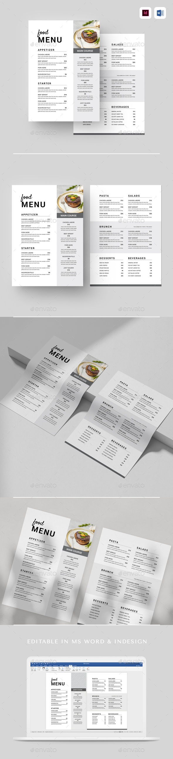 Food Menu | MS Word & Indesign, Print Templates | GraphicRiver