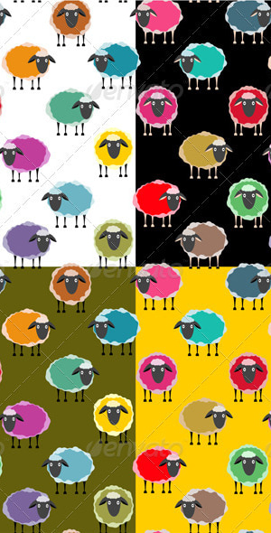 Colorful Seamless Sheep Pattern, Vectors | GraphicRiver