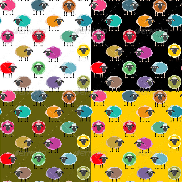 Colorful Seamless Sheep Pattern, Vectors | GraphicRiver
