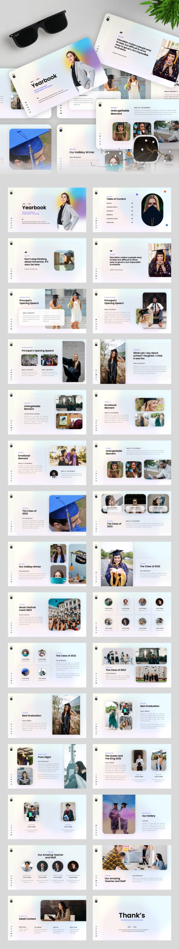 School Yearbook Gradient Google Slides Template, Presentation Templates