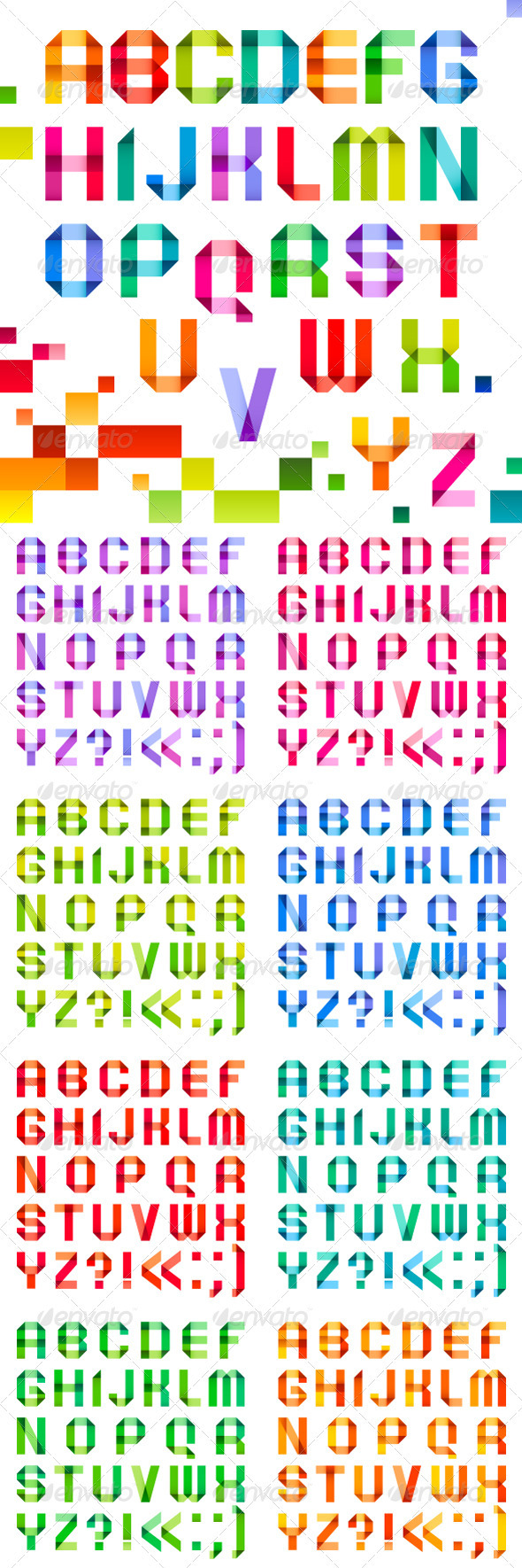 Spectral Letters Folded of Paper Ribbon Color, Vectors | GraphicRiver
