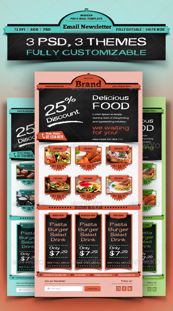 Restaurant Food Email Newsletter Template, Web Elements | GraphicRiver