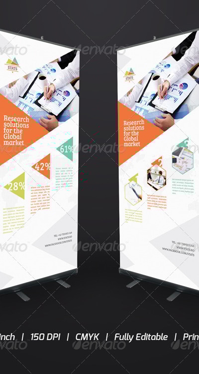 Statistics Roll-Up Banner, Print Templates | GraphicRiver
