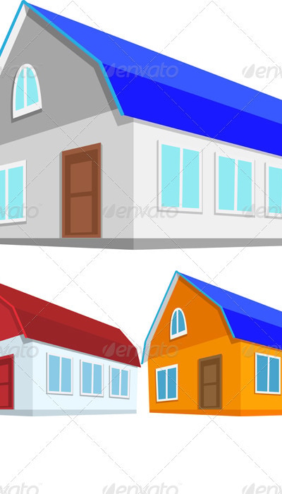 Vector Set of Colored Houses, Vectors | GraphicRiver