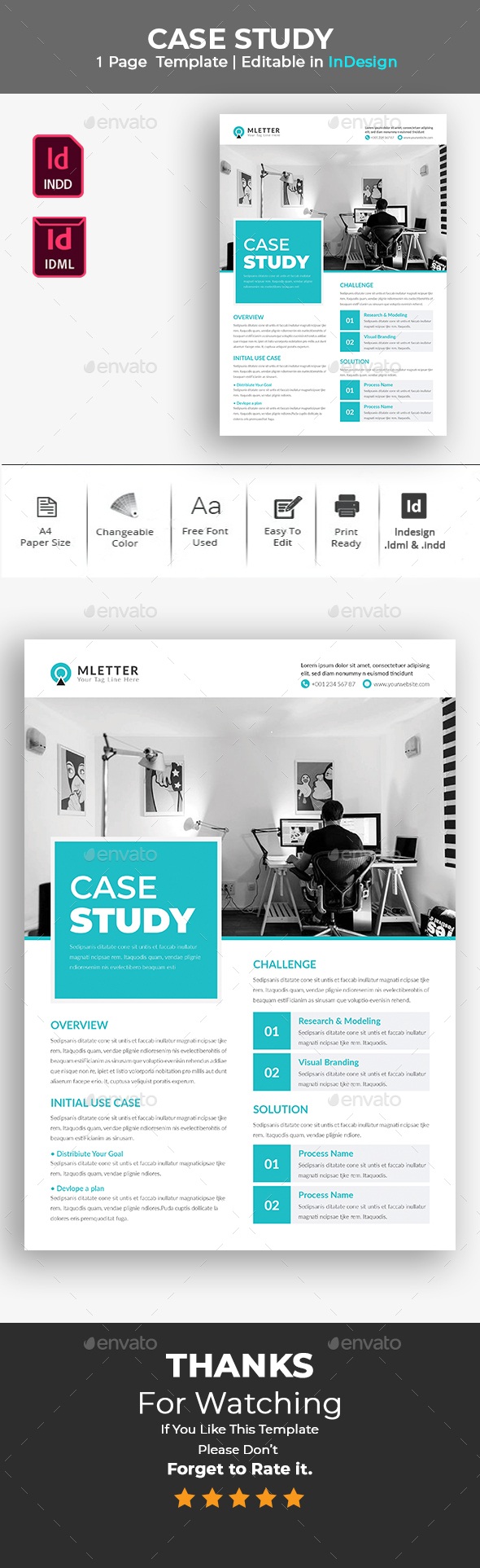 One Page Case Study | InDesign, Print Templates | GraphicRiver