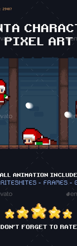 Santa Character Sprite | 16 Bits Pixel Art, Game Assets | GraphicRiver
