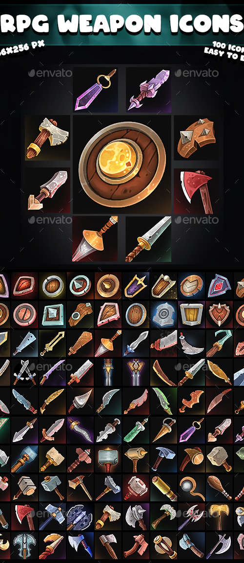 RPG Weapon Icons 01, Game Assets | GraphicRiver