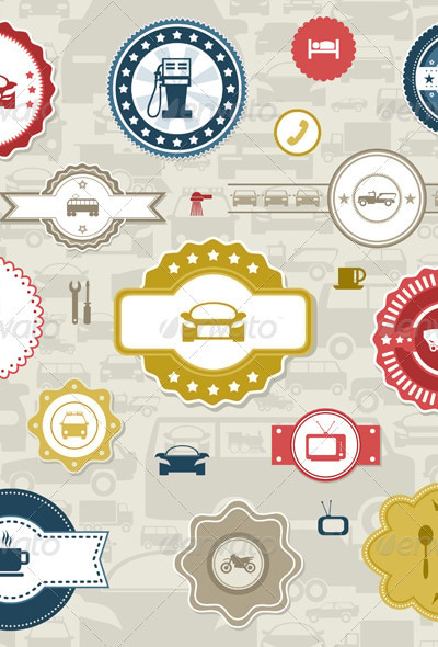 Car Labels Set, Vectors | GraphicRiver