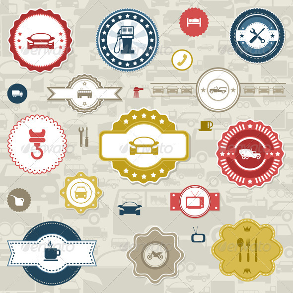 Car Labels Set, Vectors | GraphicRiver