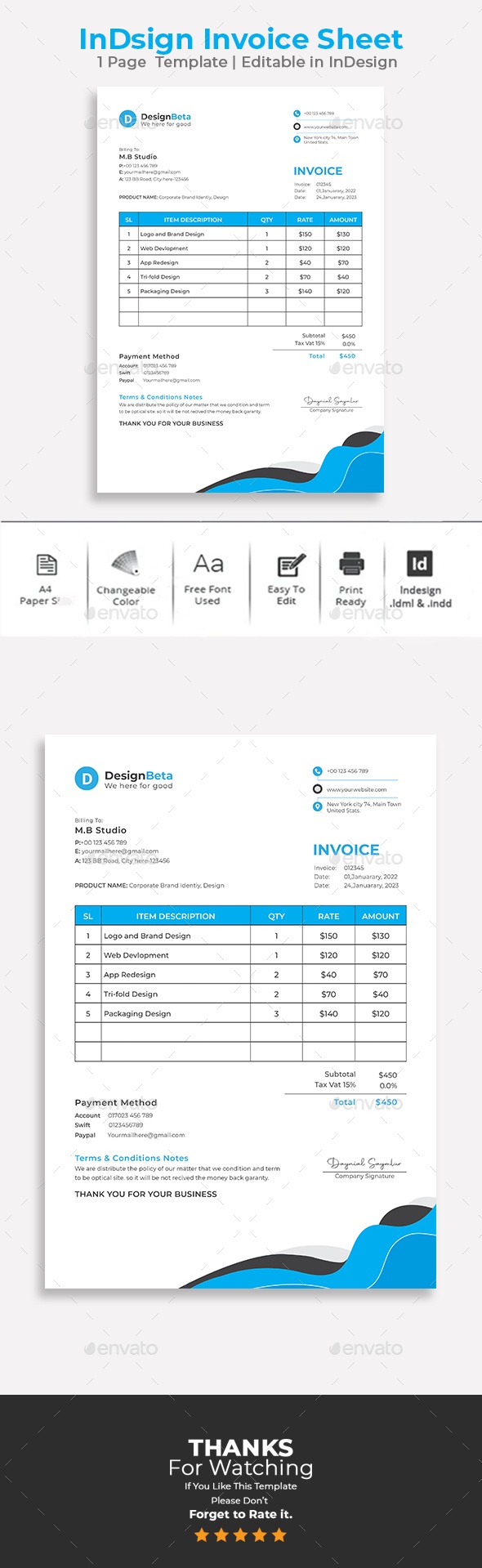 Invoice Template | InDesign, Print Templates | GraphicRiver