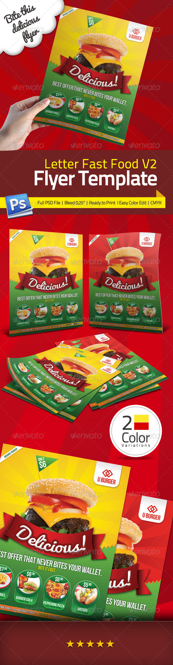 Fast Food Flyer V2, Print Templates | GraphicRiver