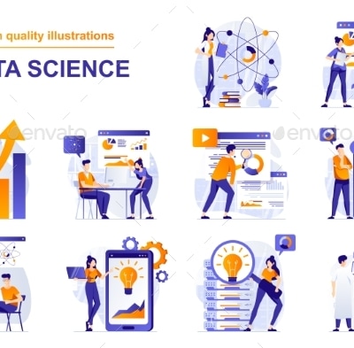 Data Science Web Illustrations, Vectors | GraphicRiver