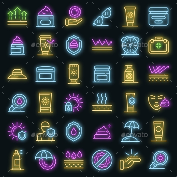 NAME Icons Set Vector Neon, Vectors | GraphicRiver