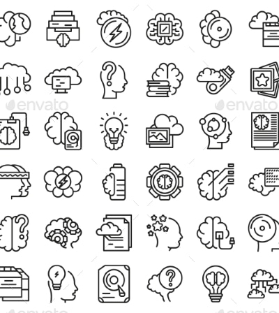 Memory Icons Set Outline Vector, Vectors | GraphicRiver