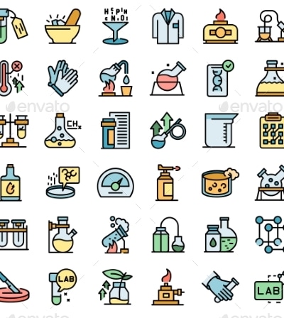 Laboratory Research Icons Set Vector Flat, Vectors | GraphicRiver