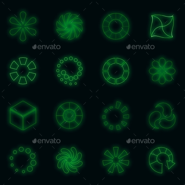 Download Status Icons Set Vector Neon, Vectors | GraphicRiver
