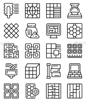 Installing Tiles Icons Set Outline Vector, Vectors | GraphicRiver