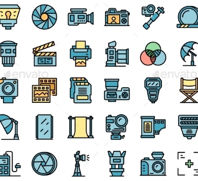 Photo Studio Icons Set Vector Flat, Vectors | GraphicRiver