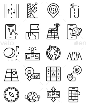 Trajectory Icons Set Outline Vector, Vectors | GraphicRiver