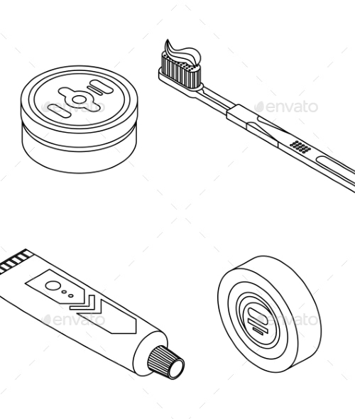 Toothpaste Icons Set Vector Outine, Vectors | GraphicRiver