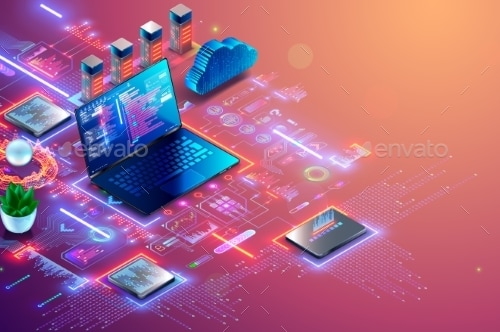 Technology of Computer Network Digital, Vectors | GraphicRiver