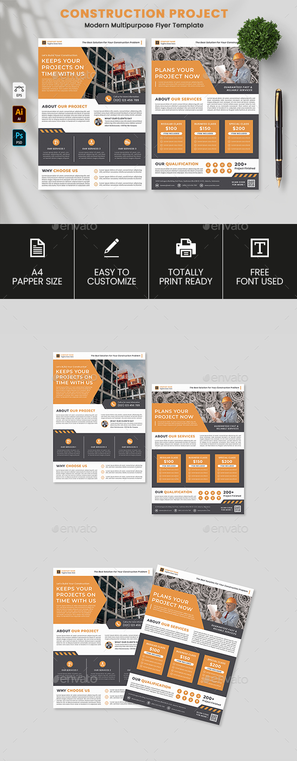 Construction Project Flyer Template, Print Templates | GraphicRiver