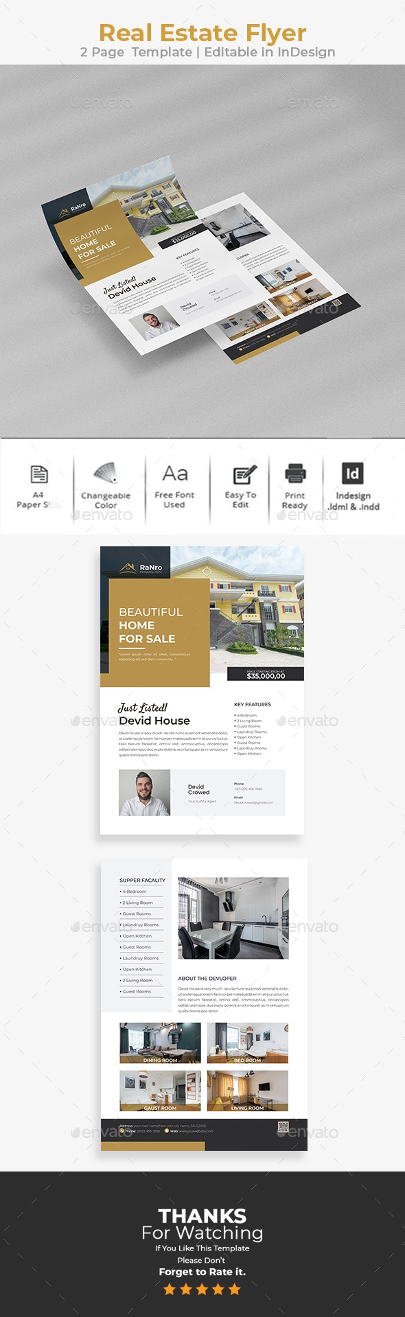 Real Estate Flyer | InDesign, Print Templates | GraphicRiver