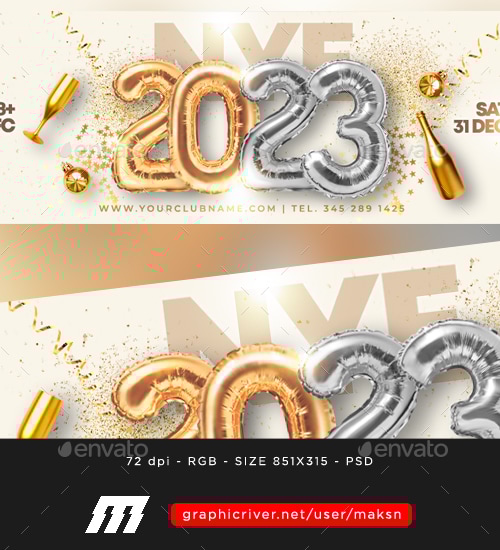 New Year Facebook Cover, Web Elements | GraphicRiver