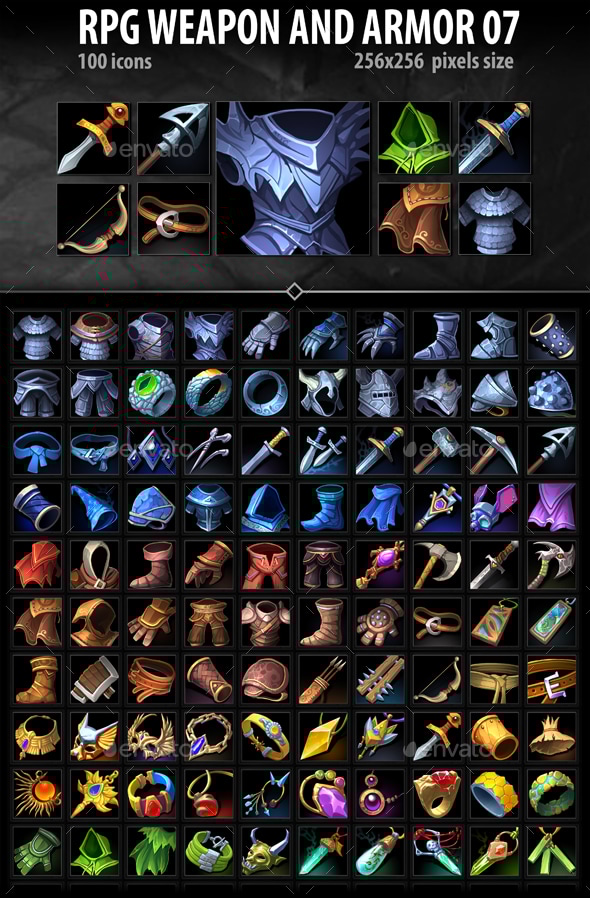RPG Weapon and Armor 07, Game Assets | GraphicRiver